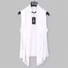 Men's Vests summer men black white gray color sleeveless vest long cardigan punk streetwear man fashion cape korean vintage cloak 230807