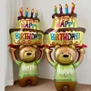 Cartoon Bear Cake Balloons 3 Layer Large Birthday Cake Foil Balloons Baby Shower Party Photo Props Scene Decoration Kids Toys HKD230808