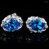 Orecchini a bottone LH Fashion Chaohai Blue Treasure Crystal Jewelry Chaopai Light Luxury Design Factory Vendite dirette