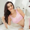 Sutiã feminino plus size respirável de algodão sem costura sem aro Roupa íntima à prova de choque com franzido Bralette Sutiã confortável para dormir