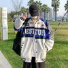 Moletons com capuz masculino americano retrô emendado uniforme de beisebol jaquetas xadrez para homens primavera feminino hip hop solto harajuku jaqueta unissex 230807