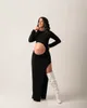 Maternity Dresses Maternity Dresses For Photo Shoot Pregnancy Woman Cut Out Bodycon Maxi Long Slim-fit Skirt With Side Gown Photography Clothes HKD230808