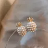 フープイヤリングガールズかわいいパイナップルパールエクサイター幾何学的模倣真珠の女性ファッションジュエリーギフトブリンコス