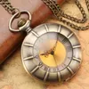 Pocket Watches Antique Novel Transparent Glass Roman Siffer Dial Design Quartz Watch Halsband Pendant Chain Dress Gifts For Men Womenpocke