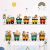 Väggklistermärken Cartoon Train Animal Car Traffic Transport Sticker PVC Rainbow Balloon Decals for Nursery Kids Living Room Decors 230808