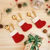 Julstrumpa Pendant Decoration Table Soles Holder Bag Christmas Fork Knife Cutlery Bag Xmas Home Ornament Navidad New Year L230620