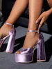 Sandals Peep Toe Thick Sole Solid Platform Chunky High Heels Buckles Straps Women Sexy Shoes Summer Party Designer