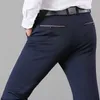 2022 Suit Fashion Elegant Mens Dress Pants Solid Color Straight Long Men's Slim Fit Formal Trousers Black