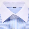 Men's Casual Shirts Men's Classic French Cuffs Striped Dress Shirt Single Patch Pocket Standard-fit Long Sleeve Wedding Shirts Cufflink Included 230807