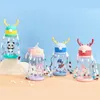 Tumblers Kids Water Sippy Cup Antler Creative Cartoon Baby Feeding Cups con pajitas Botellas de agua a prueba de fugas Outdoor Childrens Cup 230807