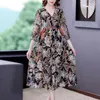 Casual Dresses 2023 Summer Boho Floral Silk Spring Vintage Chiffon Beach Dress Women Elegant Party