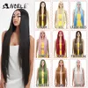 Lace Wigs Synthetic Lace Front Wigs For Women 38 Inch Straight Wig Lace Wig Ombre Blonde Lace Wigs Cosplay Straight Lace Front Wig 230807