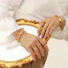 バングル女性用シンプルなロブスタークラスプブレスレットファッションゴールドステンレス鋼ジュエリーマザーデイギフト2023