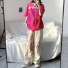 Calça Feminina s COZOK E Meninas Roupas Calças Rosa Anime Perna Larga Japonês Streetwear Cintura Alta Solta Reta Cargo Punk Feminino 230808