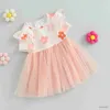 Vestidos de menina Ma baby Dress pesta bayi perempuan gaun kain Tule cetakan bunga musim panas untuk anak cewek