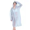 Raincoats Fashion Women Men Adults Blue Dots Environment Transparent Raincoat Camping Hoodie Rainwear Suit One Size