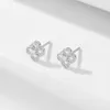 Stud Four Leaf Clover stud earrings 925 Sterling silver 14k gold plated Delicate Cubic Zirconia jewelry Fashion for Women 230807