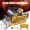 ElectricRC Car 1 24 9Ch RC Bulldozer Truck Crawler Type Alloy Shovel Engineering Forklift Tunga grävmaskiner Teksaker Presenter till barn 230807