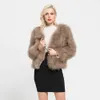 Kadınlar Kürk Faux Fur gerçek devekuşu kürk tüyü Kısa Ceket Kısa Ceket Kabartma Kabarık Parti Uzun Kollu Kış Kadınlar Ceket Dış Giyim Artı Boy Boyutlu Hindi Fur HKD230727