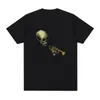 Men's T Shirts Funny Spooky Skeltal Trumpet Tshirt Male Vintage High Quality T-shirt Summer Men Women Fashion Pure Cotton Crewneck Short