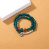 Charm Bracelets Western Vintage Green Ceramic Bracelet Simple Flower Tricoted Bead Para Mulheres Homens Jóias