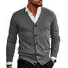 Men's Sweaters College Style V Neck Single-breasted Cardigan Knitted Jumper Male Autumn Winter Warm Long Sleeve Tops Daily Casual Sweater