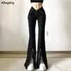 Mężczyzn Pantów Czarna Flare kobiety Zipper Chudy Sexy Y2K Streetwear Punk Casual Fashion Minimalist Chic Hipster All Match Famales Summer 230808