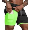 Shorts de corrida masculinos roupas esportivas de dois andares 2 em 1 treinamento academia fitness calças de corrida verão praia 2023