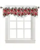 Curtain Christmas Poinsettia Pine Needles Window Living Room Kitchen Cabinet Tie-up Valance Rod Pocket