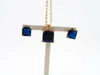 Halskette Ohrringe Set 2023 Mode Funkelnder Blauer Quadratischer Stein Weiblicher Romantischer Schmuck Geschenk