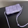 Роскошный дизайнер кирпичной кассетт сумки 15A мужчины женщины Crssobody Bags Purple Black Fashion мягкая кожаная сумочка для ягнята маленькая кошелек с коробкой