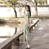 Abbigliamento etnico Donne cinesi Stampa Fiore Cheongsam Vestidos Colletto alla coreana vintage Qipao Abito tradizionale per ragazze quotidiane Abito asiatico