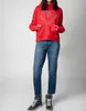 Felpe con cappuccio da donna Felpe Zadig Voltaire Tide Designers Abbigliamento sportivo Lettera Patchwork Love Hot Diamond Fodera interna in pile Rosso Felpa con cappuccio da donna Classic Fashion p 4db8