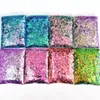 Nail Glitter 50gbag Mermaid Art Mix Size ChunkyHexagon Laser Paillettes 8 colori lucidi Chameleon Manicure Fiocchi Decorazione TG # 52 230808