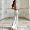 Casual Dresses Sexy Backless Satin Long Bodycon Dress Women Swinging Sleeveless Bandage Elegant Maxi Summer Club Party