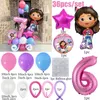 36pcs/Set Gabby Dollhouse Balloons 1 2 3 4 5th Number Helium Globos Kids Girls Birthday Party Decoration Baby Shower Toy Globos HKD230808