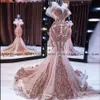 Zeemeermin Avondjurken Sparkly Sequin Rose Pink vestidos Prom Dress Lace Up Back Sweep Train Red Carpet Party Gown269l