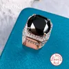 웨딩 반지 Geoki Men Vintage 925 Sterling Silver 5 CT Round Perfect Cut Passed Diamond Test Black VVS1 링 트렌디 쥬얼리 230808