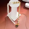 Ras du cou coeur pendentif collier pour femmes à la mode élégant asymétrie chaîne perles cristal amour mariée luxe bijoux amoureux cadeaux