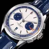 BLS V2 Premier B01 ETA A7750 Automatic Chronograph Mens Watch 42 Silver Blue Dial Leather Special Edition Exclusive AB01186A1G1P1 Super Edition Reloj Puretime C3