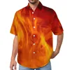 Męskie koszule zwykłe ogień wodę luźne koszulę męskie wakacje
