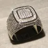 Bröllopsringar Luxury Hip Hop Micro Pave Sona Diamond Stones All Iced Out Bling Ring Big 925 Sterling Silver Rings for Men Jewelry Gift 230808