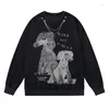 Mannen T Shirts Hip Hop Harajuku Lange Mouw T-shirt Amerikaanse High Street Style Merk Cartoon Hond Thema Ontwerp Losse