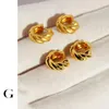 Stud GHIDBK Golden Twisted Small Croissant Hoop Earrings For Women Textured Stackable Matte Gold Colour Jewelry Mininalist Earring 230807