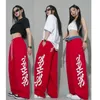 Men's Pants American street alphabet red loose straight drawstring mopping casual pants jazz dance hiphop hip hop sport 's 230808