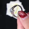 Cluster Rings Gorgeous Promise Ring 1Ct Round Cut Diamond Engagement For Women Wedding Jewelry Solid Platinum 950 R136