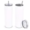 20 once in acciaio inossidabile USA/CA Warehouse Sublimation Blank Blank Tumbler White Slim White Bulk Bulk con paglia e coperchio 4.23