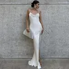 Casual Dresses Sexy Backless Satin Long Bodycon Dress Women Swinging Sleeveless Bandage Elegant Maxi Summer Club Party