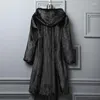 Cappotto di moda in pelliccia da donna Donna di mezza età e anziani Inverno Temperamento con cappuccio di grandi dimensioni Imitazione visone Velluto lungo