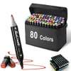 Markers 2480 Colors Oily Art Marker Pen Set for Draw Double Headed Sketching Tip Based Graffiti Manga School Supplies 230807